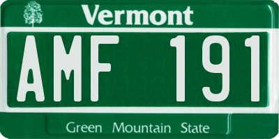 VT license plate AMF191