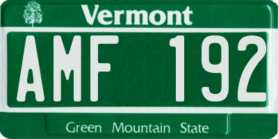 VT license plate AMF192