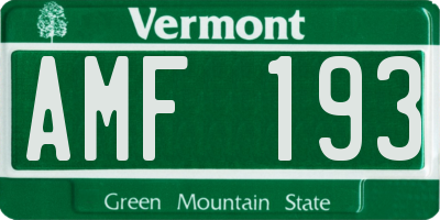 VT license plate AMF193
