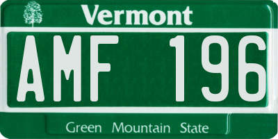 VT license plate AMF196