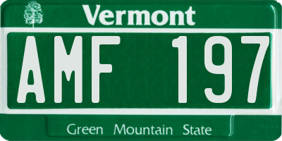 VT license plate AMF197