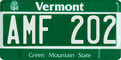 VT license plate AMF202