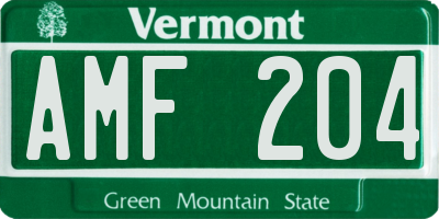 VT license plate AMF204