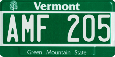 VT license plate AMF205
