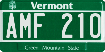 VT license plate AMF210