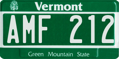 VT license plate AMF212