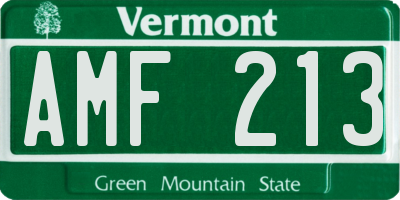 VT license plate AMF213