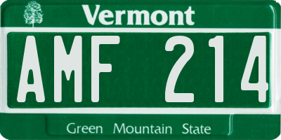 VT license plate AMF214