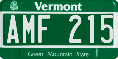 VT license plate AMF215