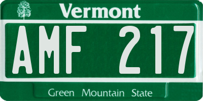 VT license plate AMF217