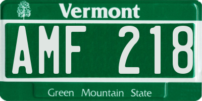 VT license plate AMF218