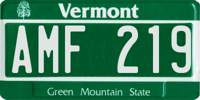 VT license plate AMF219
