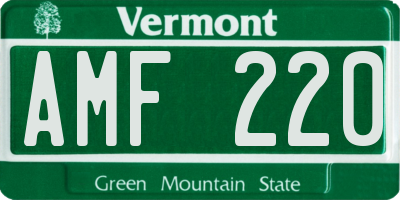 VT license plate AMF220
