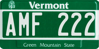 VT license plate AMF222