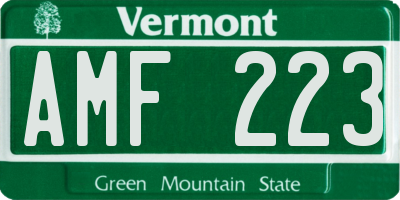 VT license plate AMF223