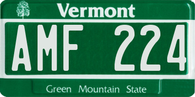 VT license plate AMF224