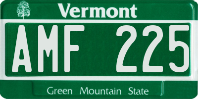 VT license plate AMF225