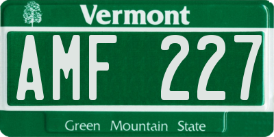 VT license plate AMF227