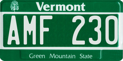 VT license plate AMF230