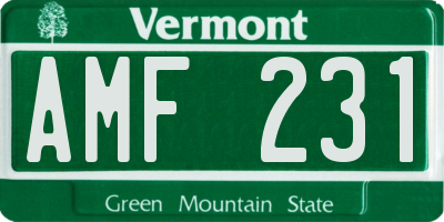 VT license plate AMF231