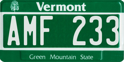 VT license plate AMF233