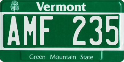 VT license plate AMF235