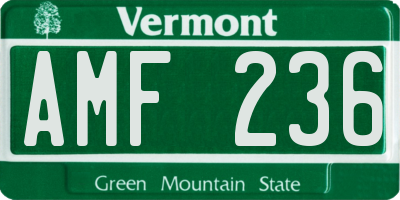 VT license plate AMF236