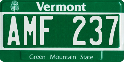 VT license plate AMF237