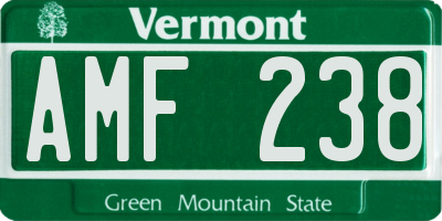 VT license plate AMF238