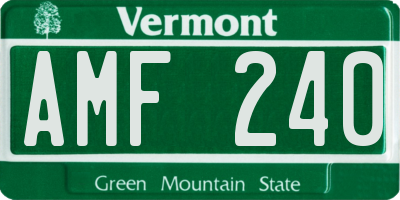 VT license plate AMF240