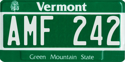 VT license plate AMF242