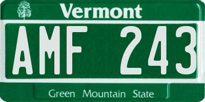 VT license plate AMF243