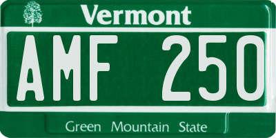 VT license plate AMF250