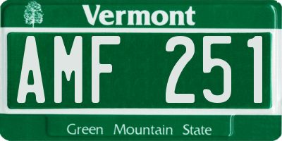 VT license plate AMF251