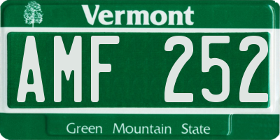 VT license plate AMF252