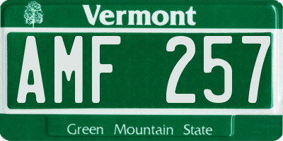 VT license plate AMF257