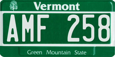 VT license plate AMF258