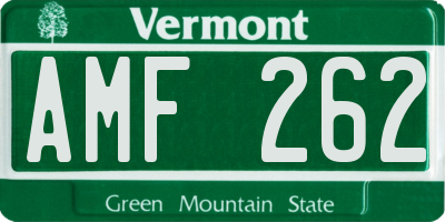 VT license plate AMF262