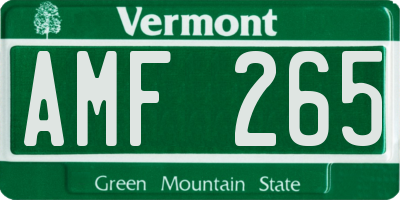 VT license plate AMF265