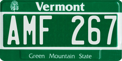 VT license plate AMF267