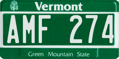 VT license plate AMF274
