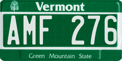 VT license plate AMF276