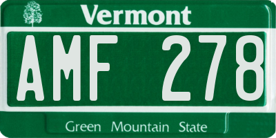 VT license plate AMF278