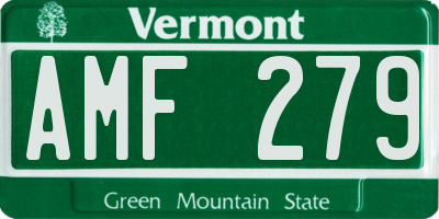 VT license plate AMF279