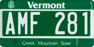 VT license plate AMF281