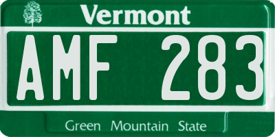 VT license plate AMF283