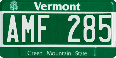 VT license plate AMF285