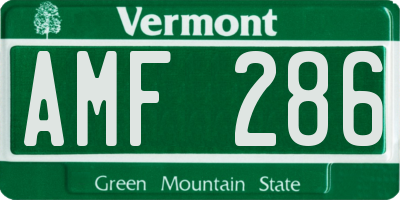 VT license plate AMF286