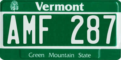 VT license plate AMF287