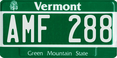 VT license plate AMF288